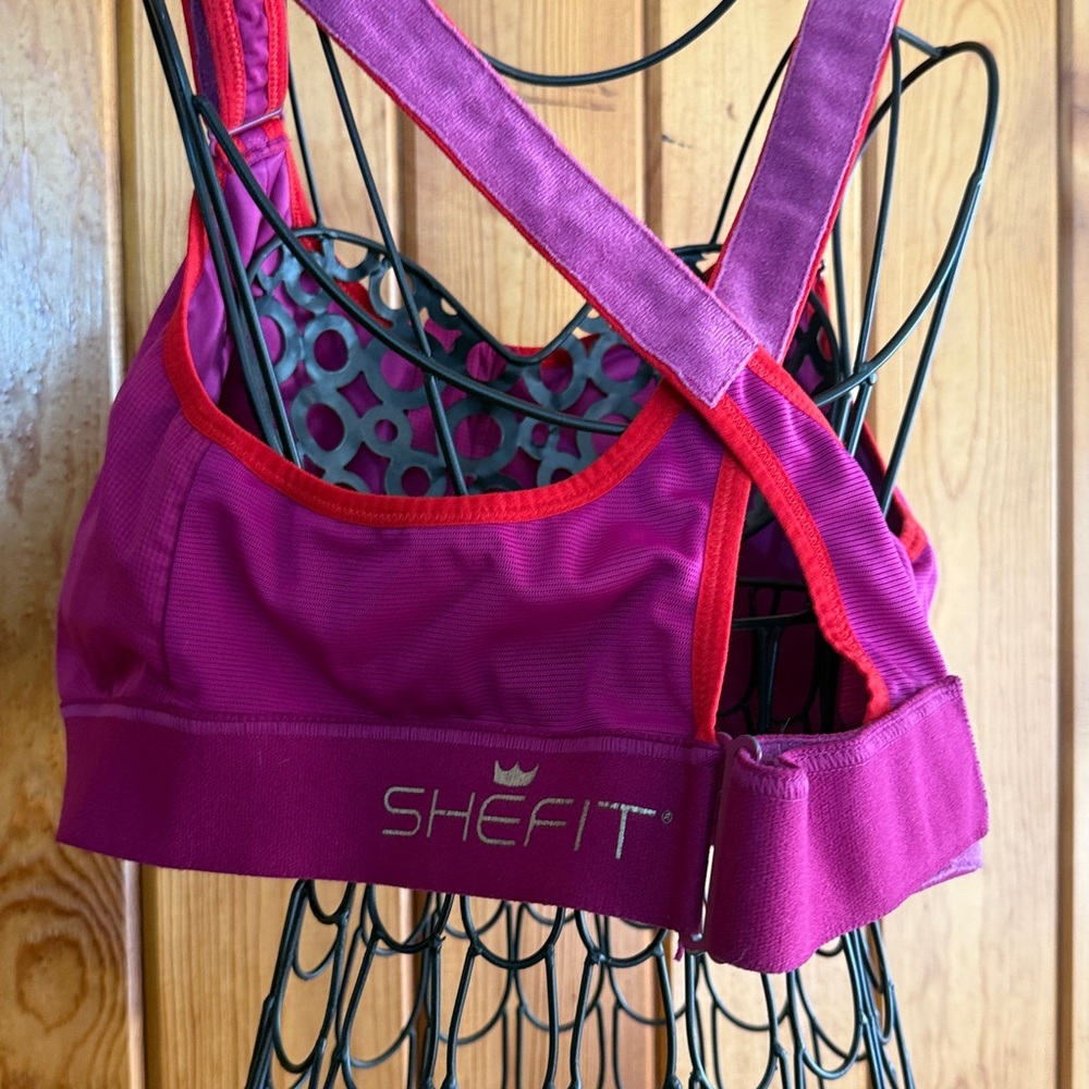 Women's Pink Sports Bra Shefit sports bra 4luxe support bra zip front adjustable - Picture 4 of 5